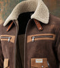 MAISON CLÉMENT PARIS™ | BROWN SUEDE BOMBER JACKET WITH WARM SHERPA COLLAR