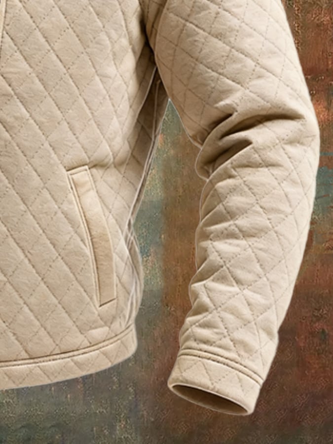 MAISON CLÉMENT PARIS™ | BEIGE QUILTED JACKET WITH LEATHER PANELS