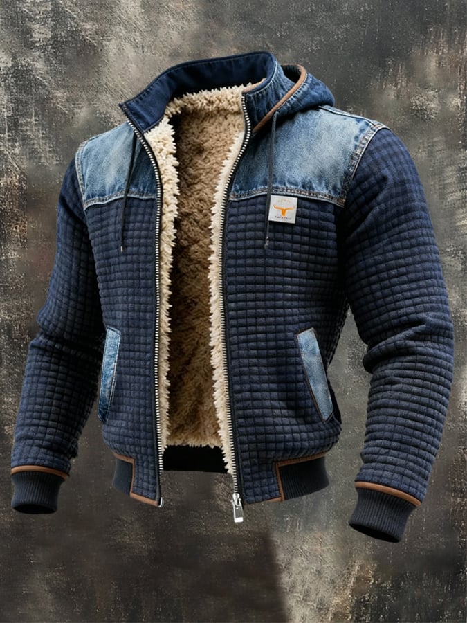 MAISON CLÉMENT PARIS™ | NAVY QUILTED JACKET WITH DENIM DETAILS