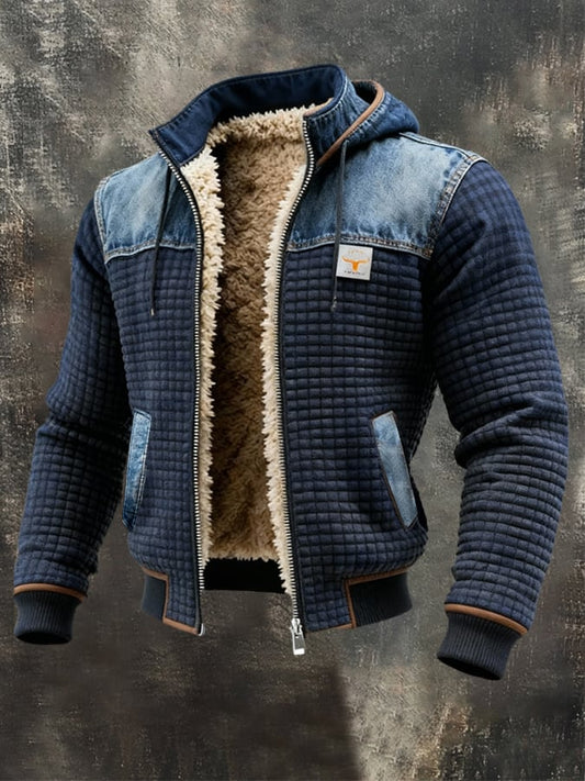 MAISON CLÉMENT PARIS™ | NAVY QUILTED JACKET WITH DENIM DETAILS