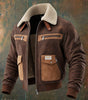 MAISON CLÉMENT PARIS™ | BROWN SUEDE BOMBER JACKET WITH WARM SHERPA COLLAR