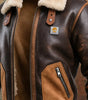 MAISON CLÉMENT PARIS™ | BROWN LEATHER WARM JACKET WITH SHERPA COLLAR