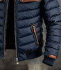 MAISON CLÉMENT PARIS™ | NAVY QUILTED JACKET WITH LEATHER PANELS