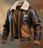 MAISON CLÉMENT PARIS™ | BROWN LEATHER WARM JACKET WITH SHERPA COLLAR