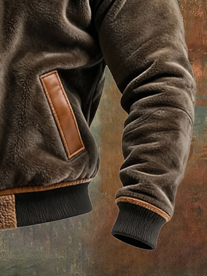 MAISON CLÉMENT PARIS™ | WARM VELVET AND LEATHER JACKET LINED WITH FLEECE