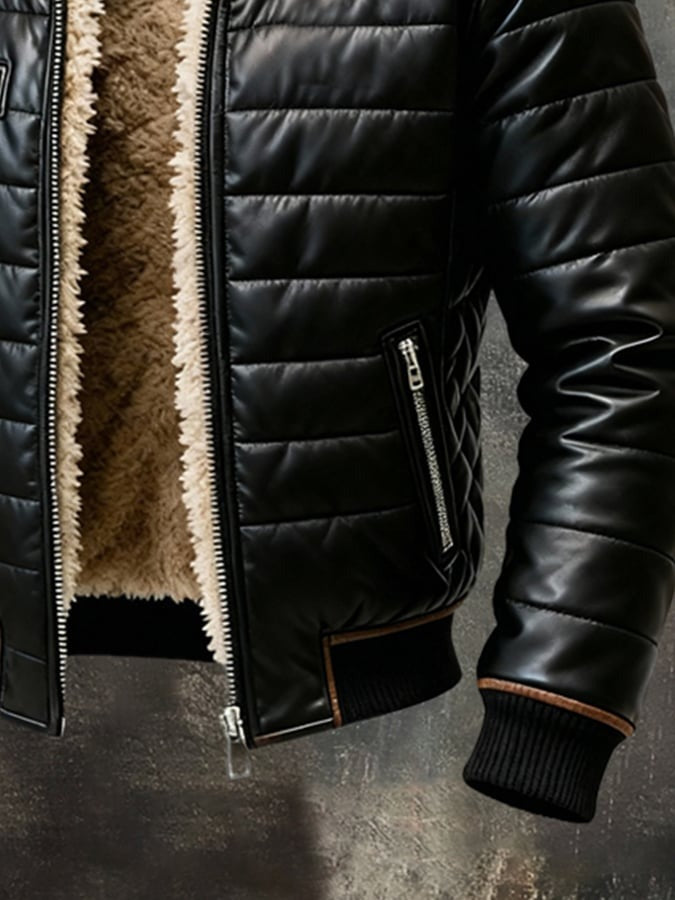 MAISON CLÉMENT PARIS™ | BLACK QUILTED JACKET WITH SHERPA LINING