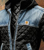 MAISON CLÉMENT PARIS™ | BLACK QUILTED JACKET WITH DENIM DETAILS