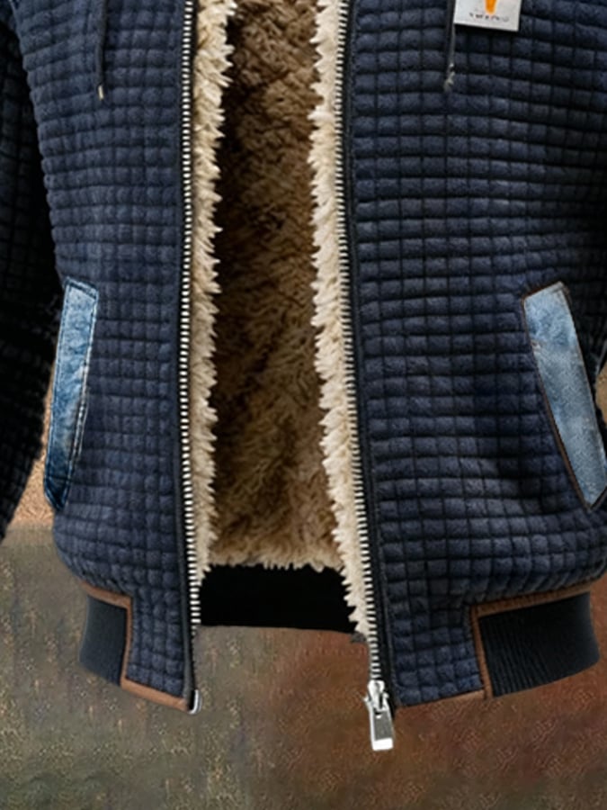 MAISON CLÉMENT PARIS™ | NAVY QUILTED JACKET WITH DENIM DETAILS