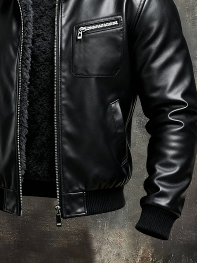 MAISON CLÉMENT PARIS™ | WARM BLACK LEATHER JACKET LINED WITH SHERPA