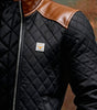 MAISON CLÉMENT PARIS™ | BLACK QUILTED JACKET WITH LEATHER SHOULDERS